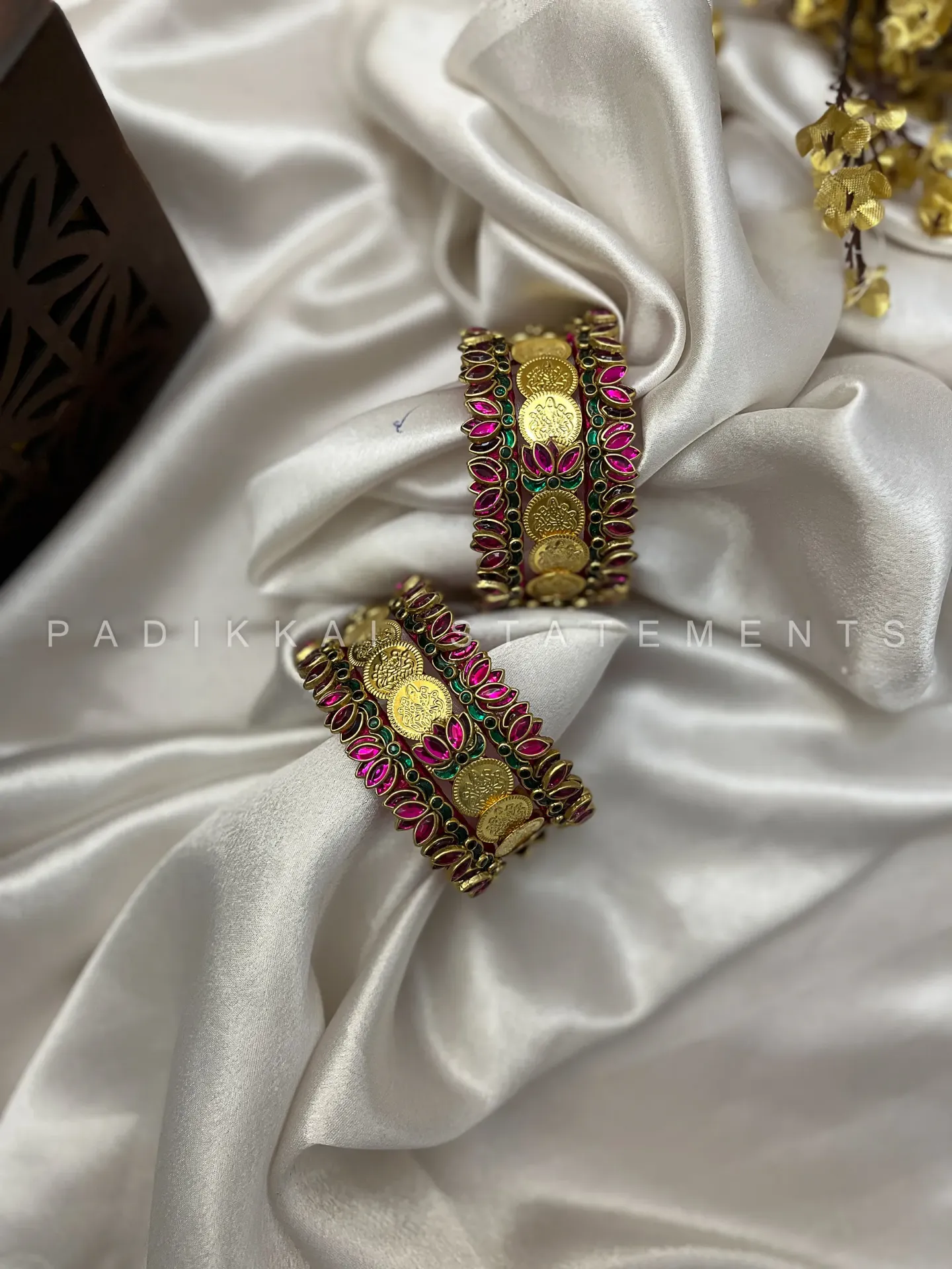 Shree Padmam Festive Kundan Set - Rani Pink and Emerald Green | Padikkai