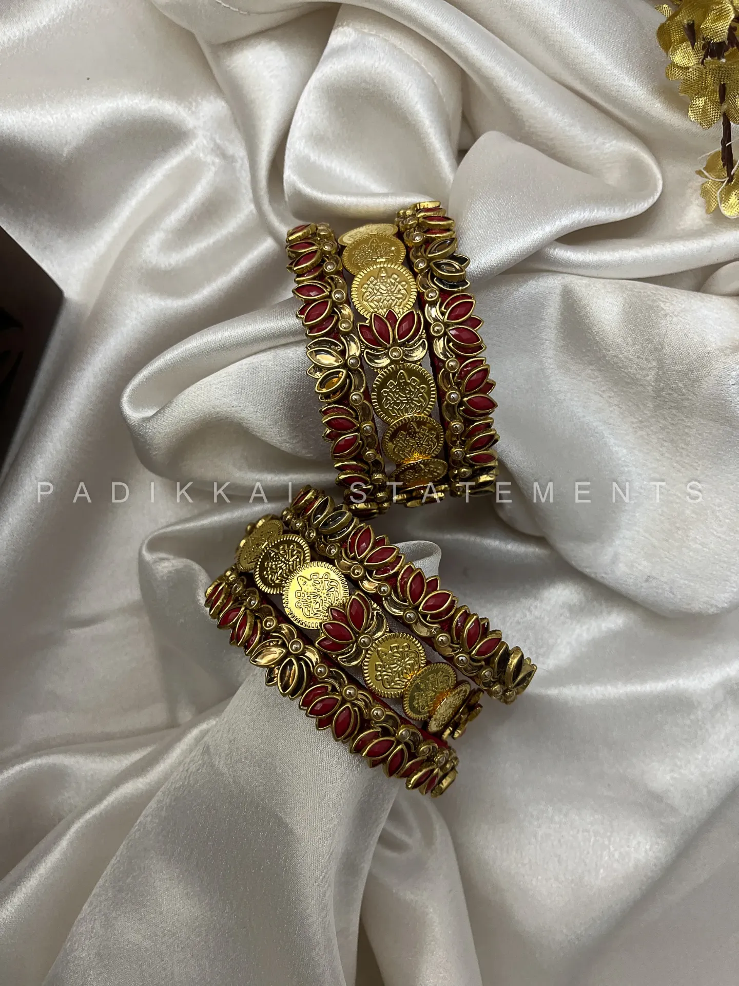 Shree Kamalam Festive Kundan Set - Gold and Maroon | Padikkai