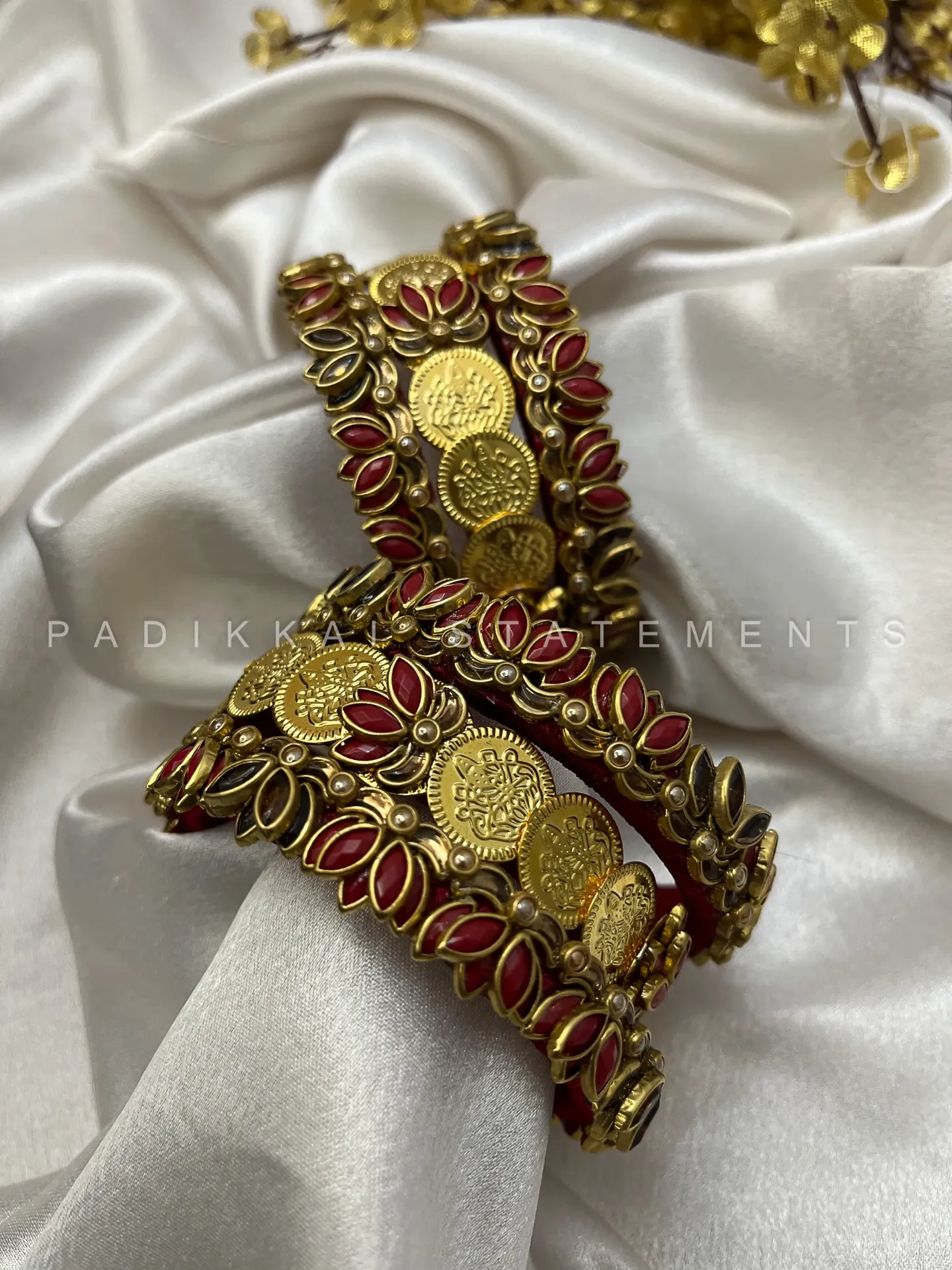 Shree Kamalam Festive Kundan Set - Gold and Maroon | Padikkai