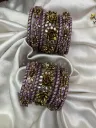 Orchid Malar Kundan Bangles – Lilac, Misty Orchid and Gold