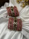 Orchid Malar Kundan Bangles – Rose Pink, Light Pink and Gold