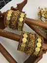 Rajalakshmi Kundan Bangles – Burgundy, Dark Green and Gold