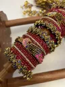 Aarvika Kundan Bangles – Rani Pink, Dark Blue & Gold | Padikkai
