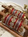 Ruhani Kundan Bangles – Ruby Red, Lilac & Gold | Padikkai