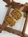 Antique Surya Kundan Bangle Set | Bride – Mango Yellow & Maroon  | Padikkai