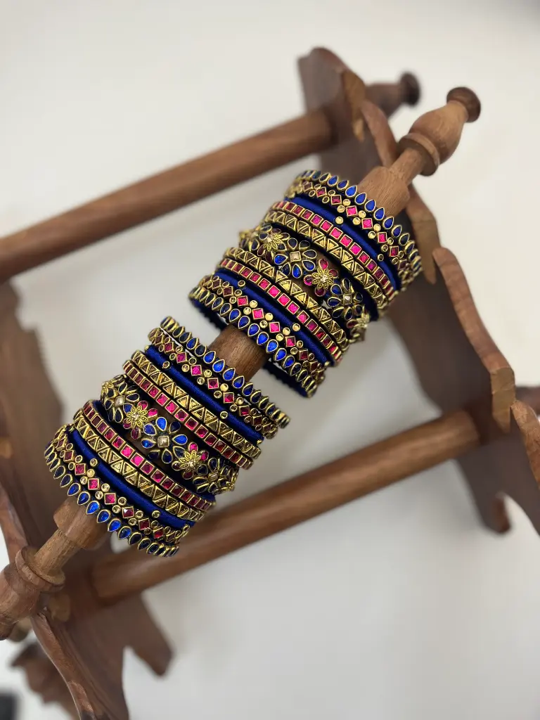 Classic Rani Bridal Bangles – Royal Blue & Rani Pink | Padikkai (2.2)