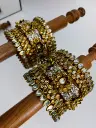 Polki Lotus Kundan Bangle Set | Bridal  – Gold & Mirror White | Padikkai