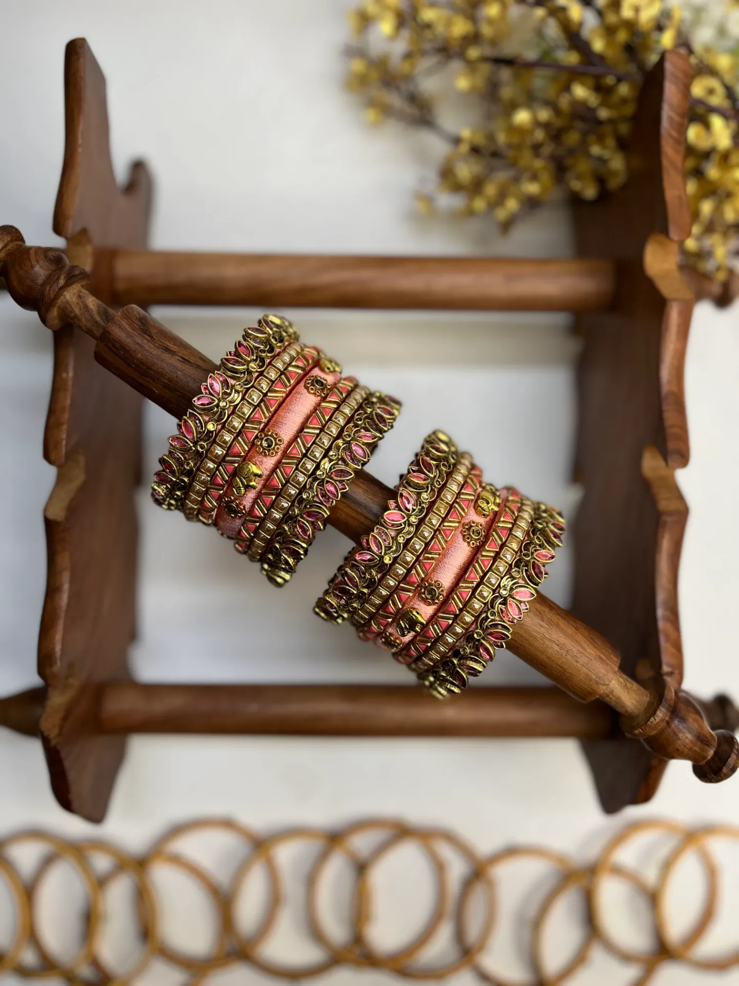 Kamalika Glow | Peach Gold Wedding Bangles | Padikkai