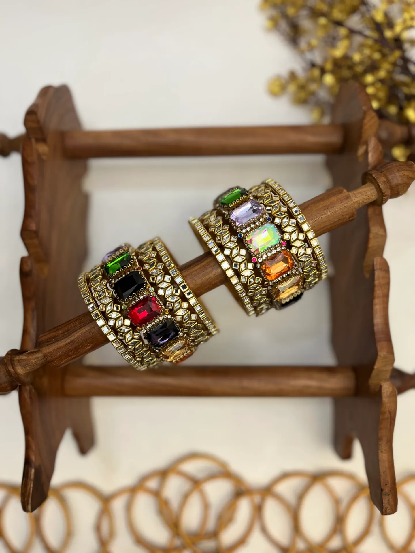 [00157 BN STP A 2.2] Sangeet Symphony Rhinestone Kundan Set | Multicolour | Padikkai (2.2)