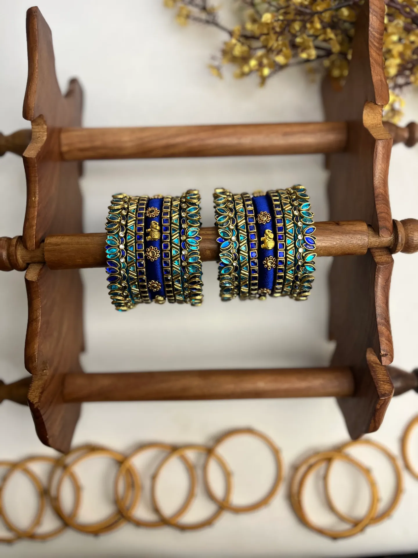 Ocean Glow Kundan Bangle Set | Royal Blue and Ocean Blue | Padikkai (2.2)