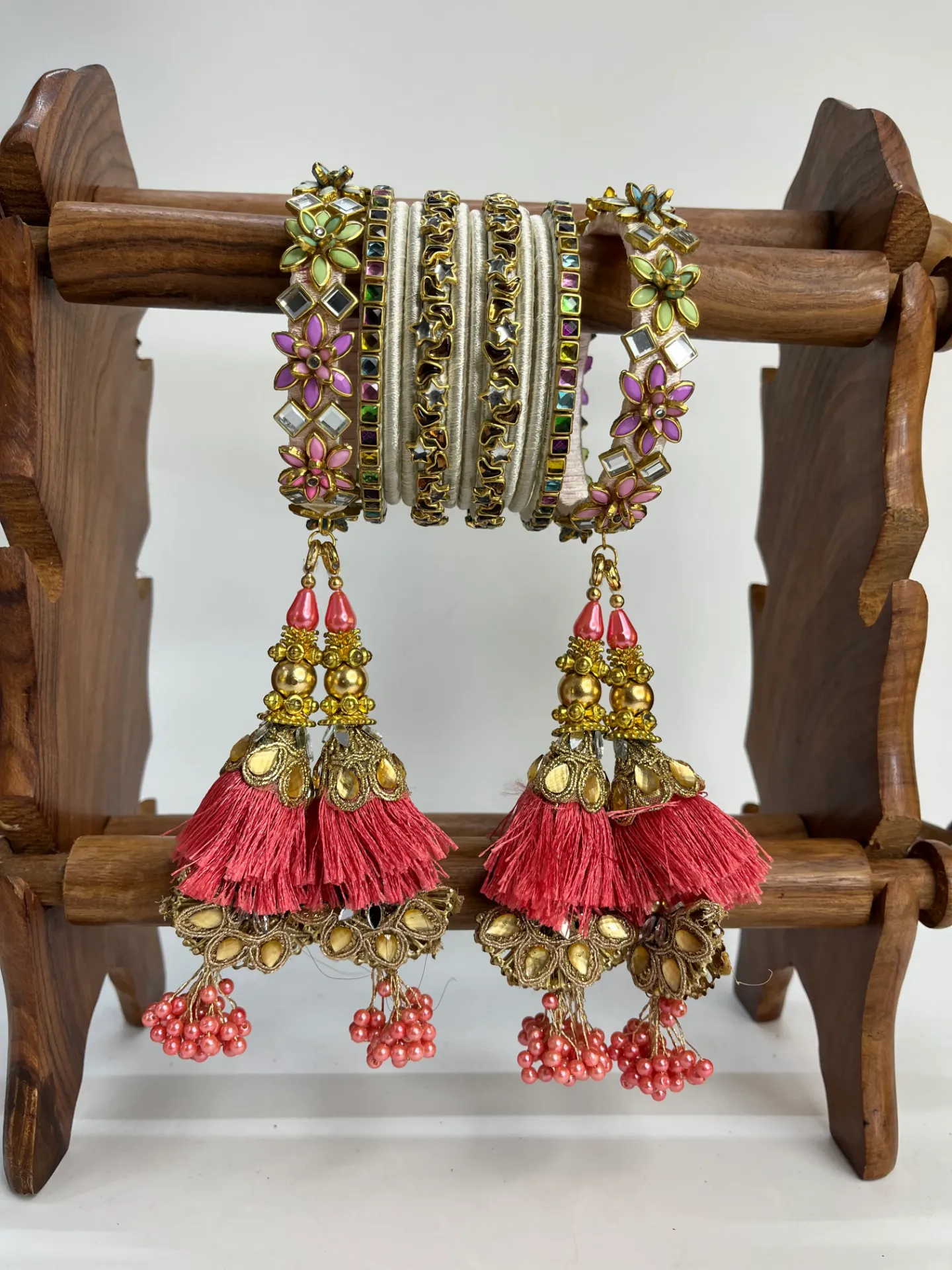 Ivory White Kundan Bangles for Bride |  Pastel Mela | Padikkai