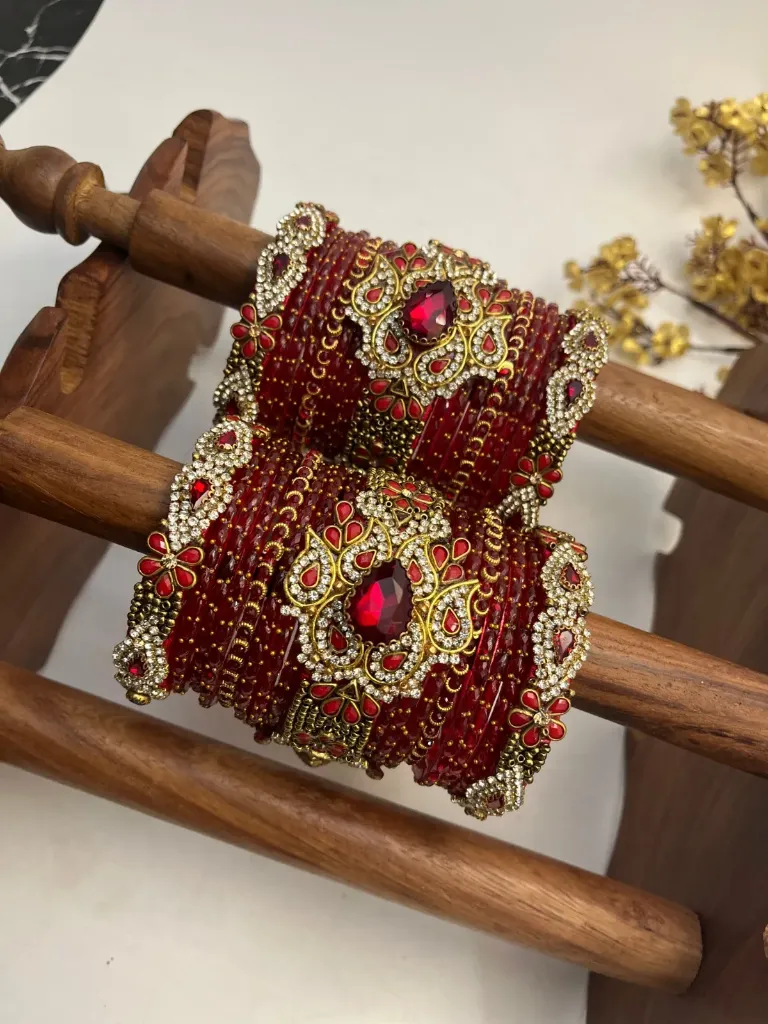 Heirloom Paisley Ruby Kundan Bridal Set – Ruby Red and Wine Maroon | Padikkai (2.2)