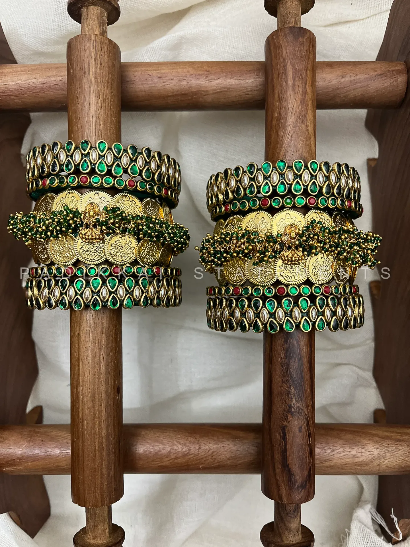 Maragatham Kundan Bridal Set – Emerald Green and Pearl Gold | Padikkai
