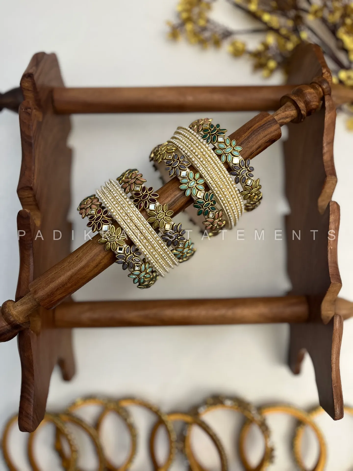 Pushpa Utsav Mirror Bloom Kundan Set - Pastel Multicolour | Padikkai (2.2)